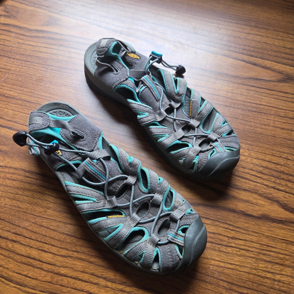 Keen Whisper Waterproof Sandals Womens 9.5 Grey Aqua Hiking Water Shoes 1003717